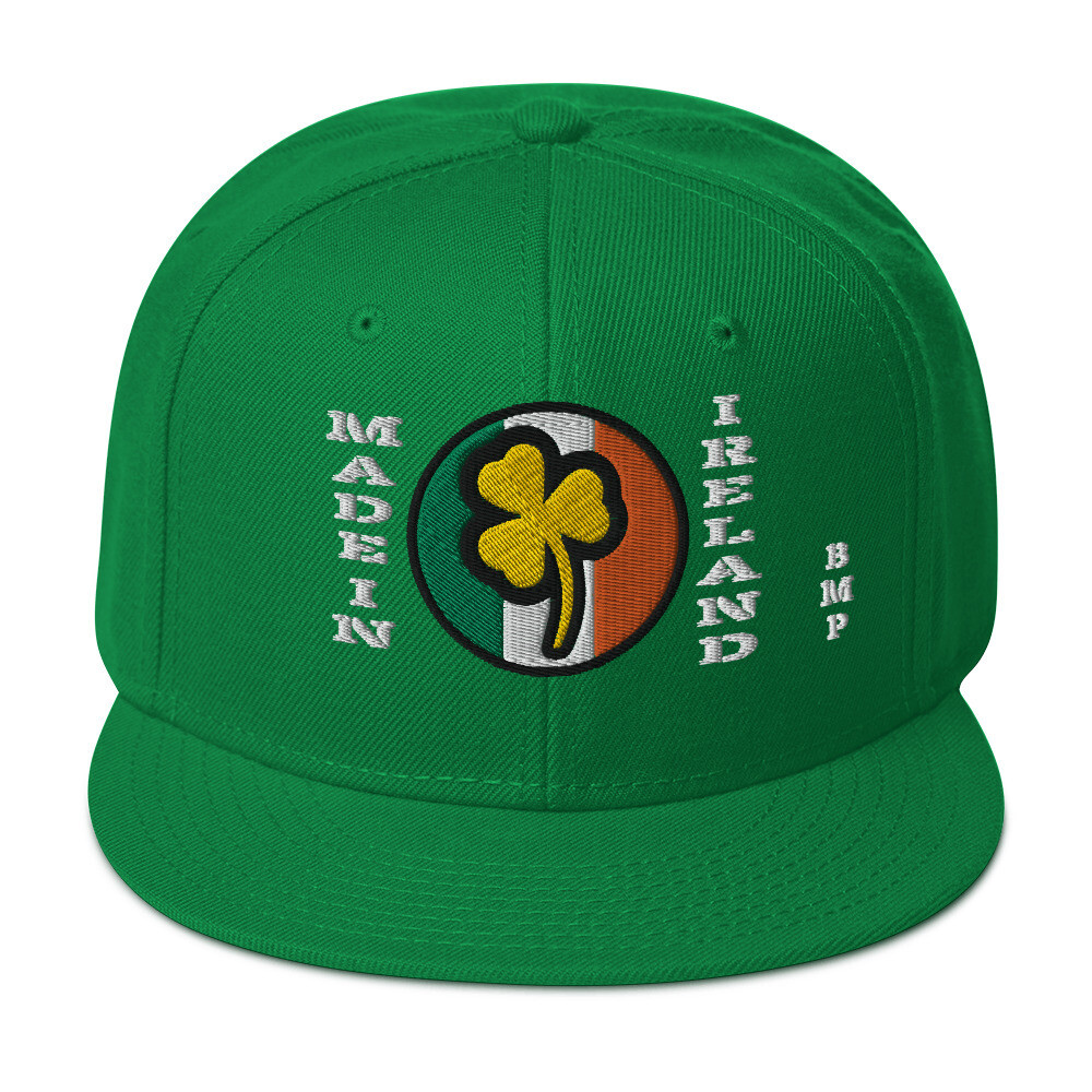 Made In Ireland Gold Shamrock- Flat Front Snapback Hat