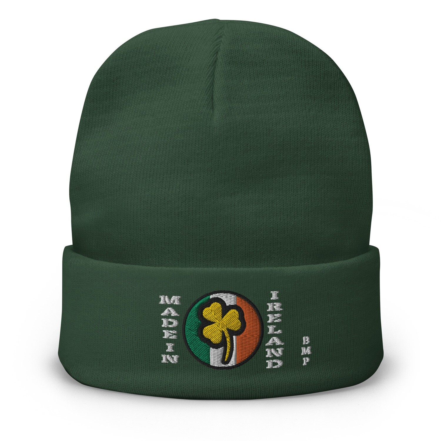 Made in Ireland Gold Shamrock- Embroidered Beanie