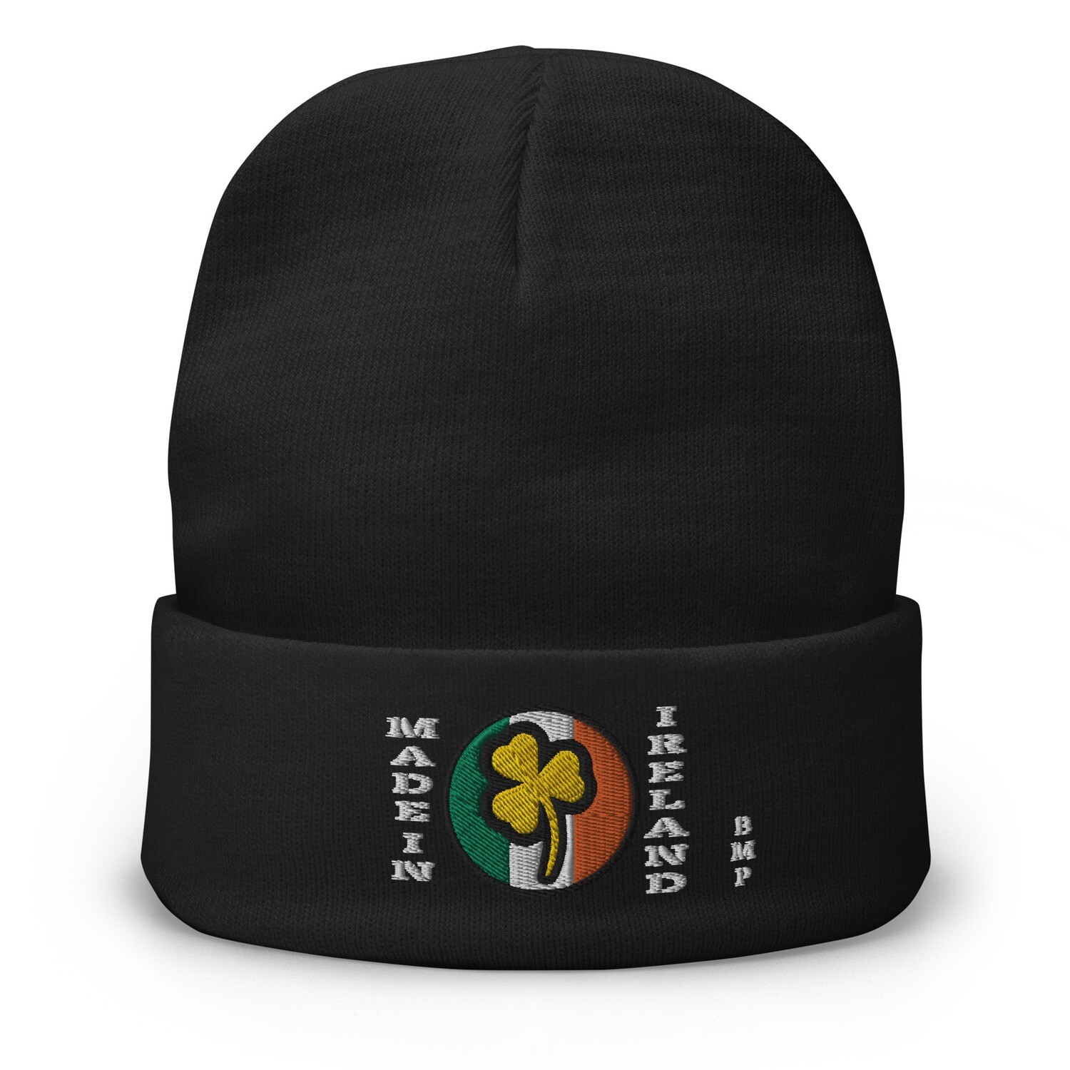 Made in Ireland Gold Shamrock- Embroidered Beanie