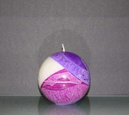 Stearin Kugel-Kerze (violett - pink- weiß)
