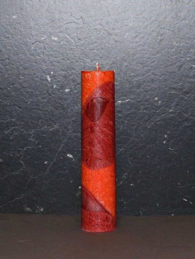 Stearin Rund-Kerze (rot - orange)