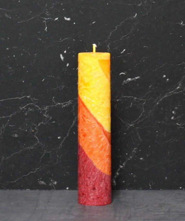 Stearin Rund-Kerze (rot - orange - gelb)