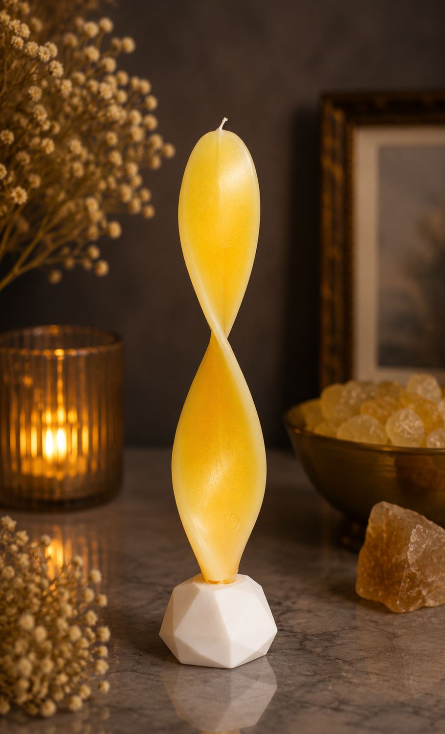 Gelbe Engelskerze – Handgemachte Engelsflamme für Licht & Inspiration