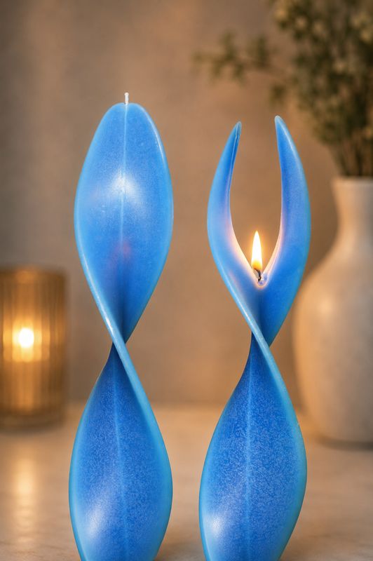 Engelskerze Blau - Türkis - Engelslicht Kerze für Schutz - Motivation - Gebete - Vergebung