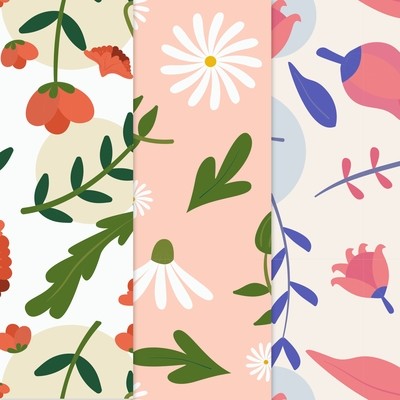 [設計圖樣] 春天 花草 色塊 Spring pattern collection