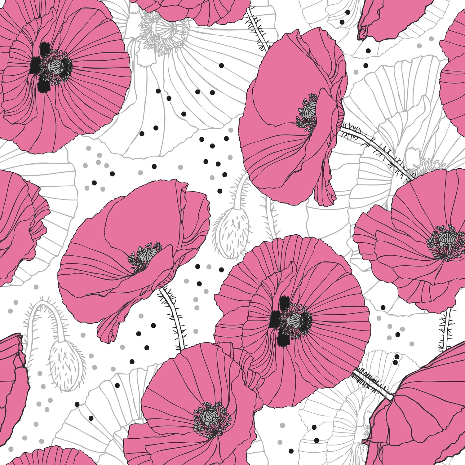 [設計圖樣] 春天 粉紅 罂粟 時尚 Delicate Pink Poppies