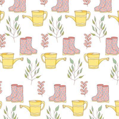 [設計圖樣] 春天 園藝 花草 可愛 Gardener SprinklerBoots