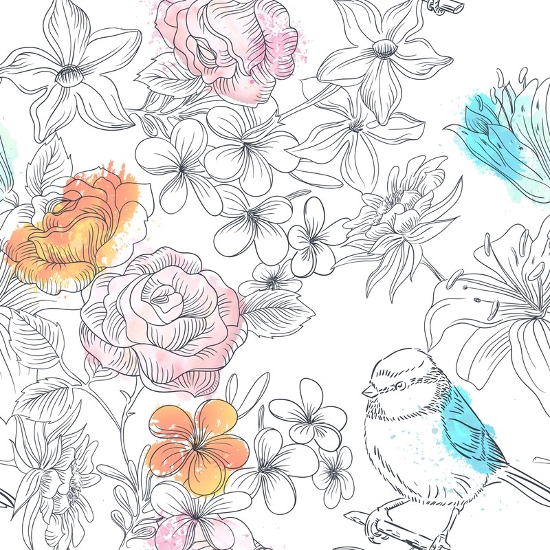 [設計圖樣] 春天 花草 手繪 水彩 Hand Drawn Nature