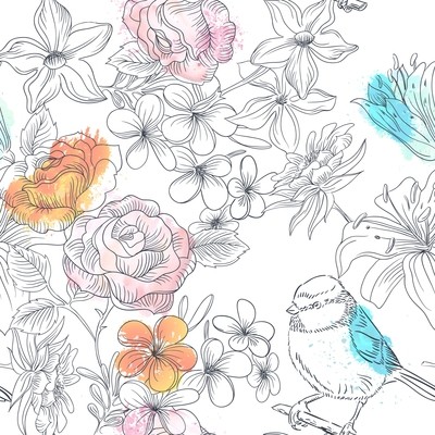 [設計圖樣] 春天 花草 手繪 水彩 Hand Drawn Nature