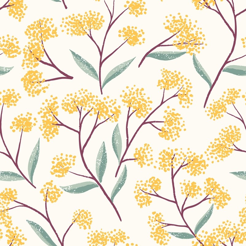 [設計圖樣] 春天 秋天 黃花 插圖 Field Floral Pattern
