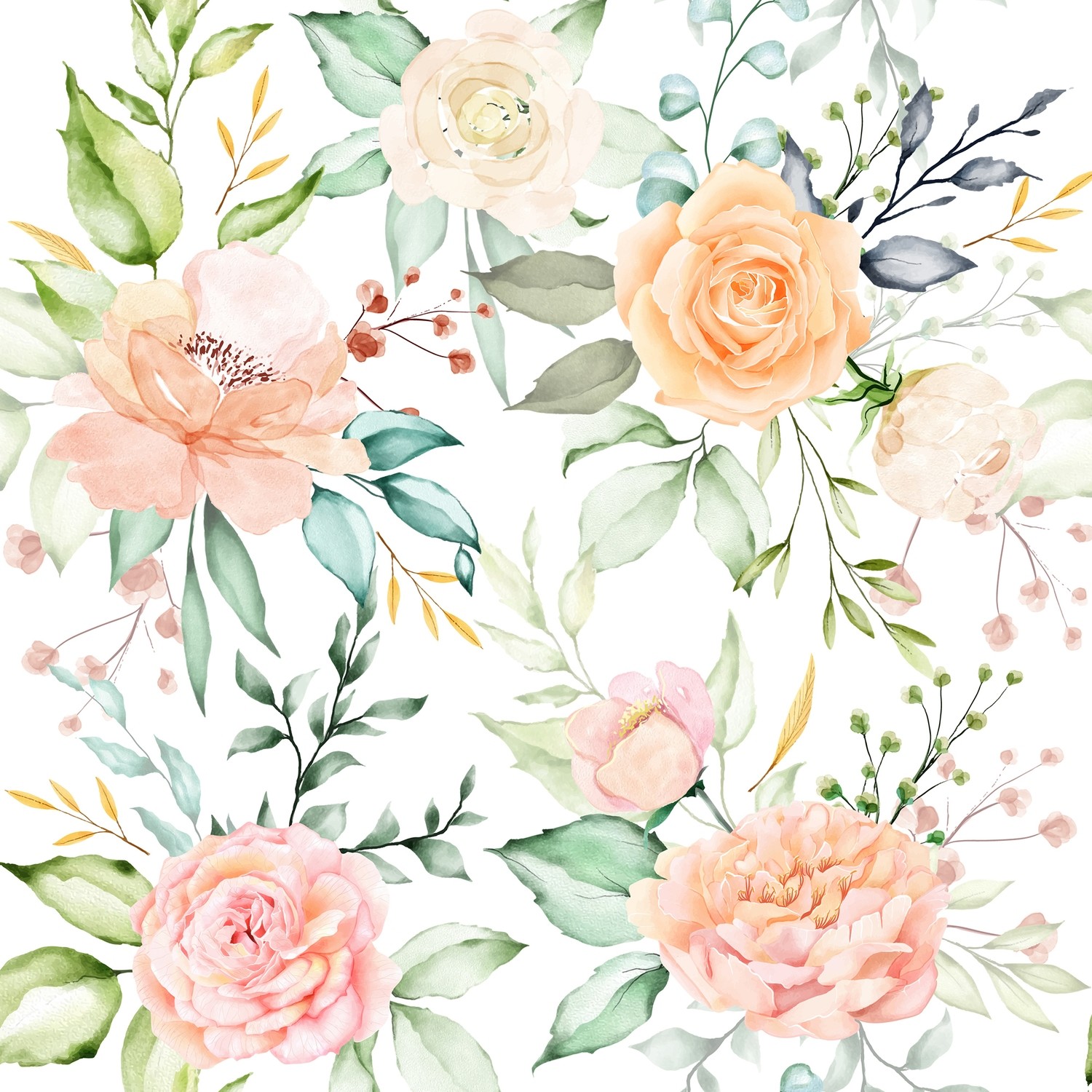 [設計圖樣] 春天 花草 水彩 Watercolor Floral & Leaves