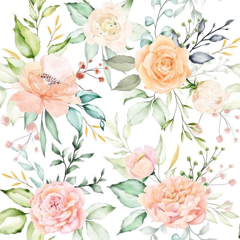 [設計圖樣] 春天 花草 水彩 Watercolor Floral &amp; Leaves