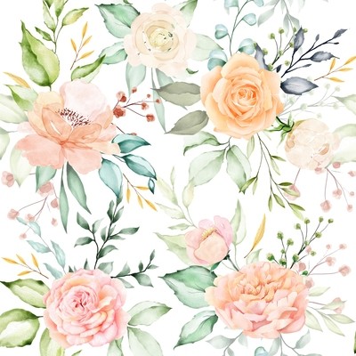 [設計圖樣] 春天 花草 水彩 Watercolor Floral &amp; Leaves