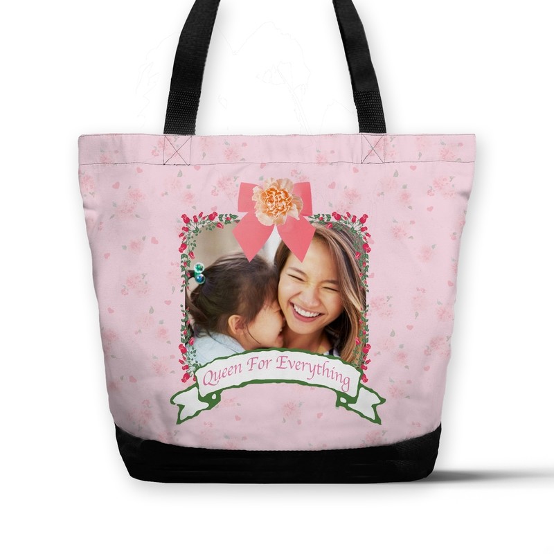 [設計圖樣]  母親節 方形 花圈 相框 城市 托特包 Round wreath frame urban tote