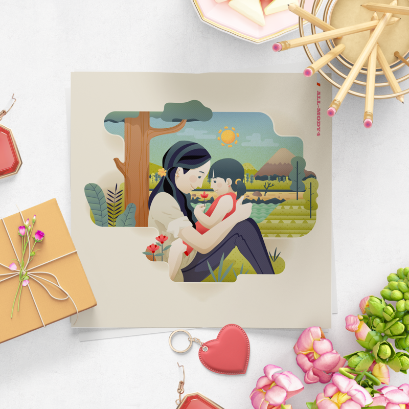 [設計圖樣][母女與鄉間插畫] 素材 全品項 適用