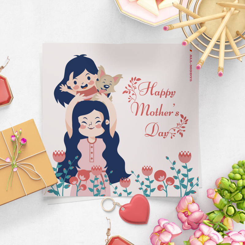 [設計圖樣][母女與寵物插畫] 素材 全品項 適用