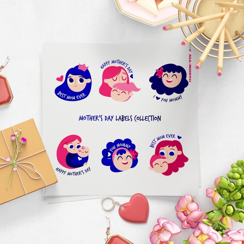 [設計圖樣][母親節幾何標誌插畫] 素材 全品項 適用