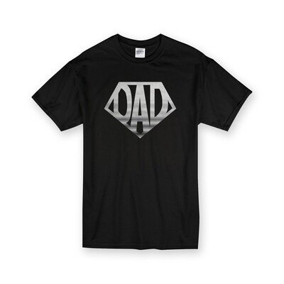 [設計圖樣] 父親節 超人爸爸 黑白版 黑色 純棉 中性 T恤 Super Dad 2 Black Cotton T-shirt