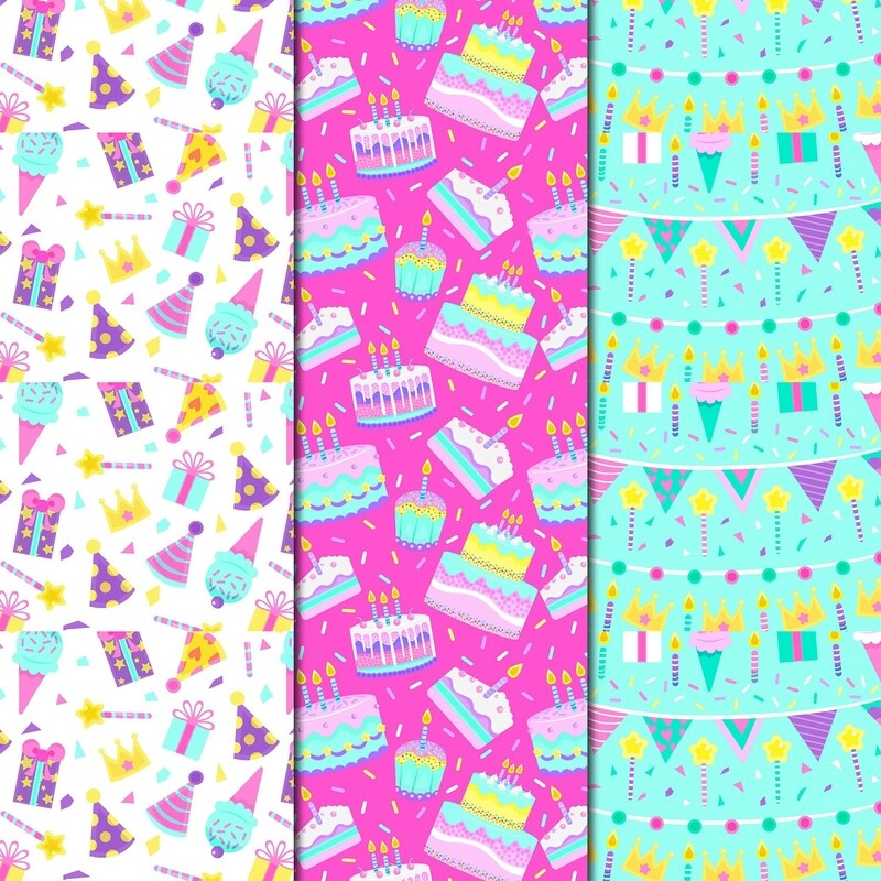 [設計圖樣] 生日 派對 布花 Birthday pattern collection