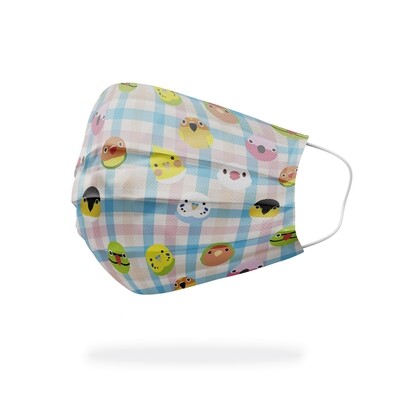 現貨 滿版 印花 格子 小Q鳥 醫療 口罩 (10入) Grid little Q-bird mask