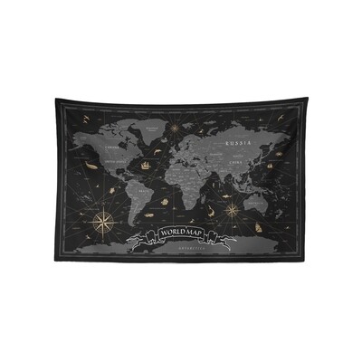 現貨 復古 世界 地圖 (銅墨配色) 布幔 Vintage world map tapestry