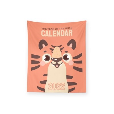 [設計圖樣] 可愛 虎年 插圖 2022 月曆 掛幔 Cute Year of Tiger Illustration Calendar Tapestry