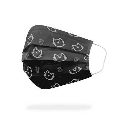 現貨 酷黑 廢物貓貓 醫療 口罩 (10入) Loser cat in black mask