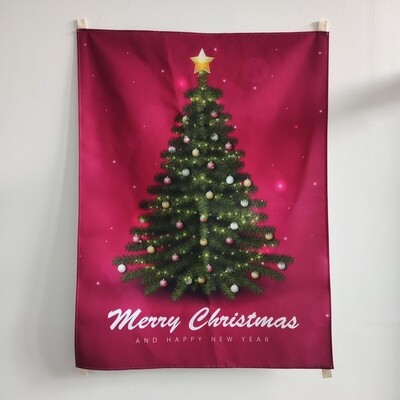 現貨 聖誕樹掛幔 布幔 聖誕裝飾(酒紅賀語款)Christmas Tree Tapestry