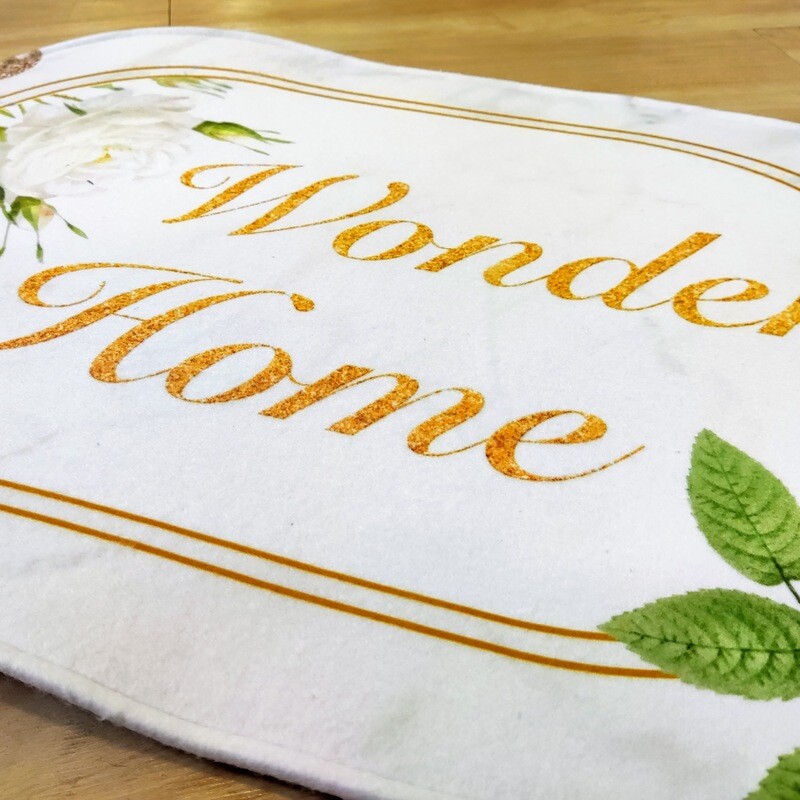 WONDER HOME 橢圓形 泡綿 止滑 毛絨 腳踏墊 地毯