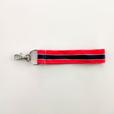 布條 鑰匙圈 吊飾 (紅底藍款)