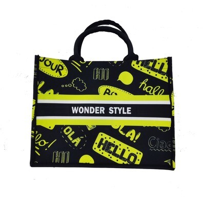 滿版 印花 黑飾條 手提 精品托特包 Book Tote