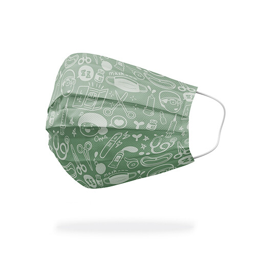 現貨 手術室小綠人 經典插畫綠 醫療 口罩 (10入)