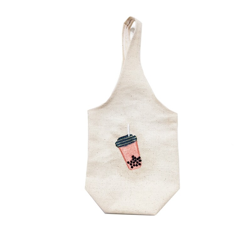現貨 刺繡   珍珠奶茶 棉帆布 飲料 包覆 提袋