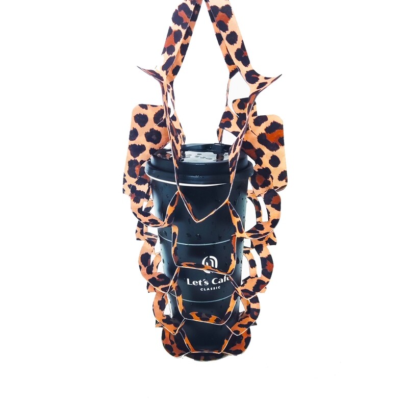 客製 滿版 印花 布皮革 飲料 咖啡 手搖飲 超商 易提網 網袋 (加高雙杯)