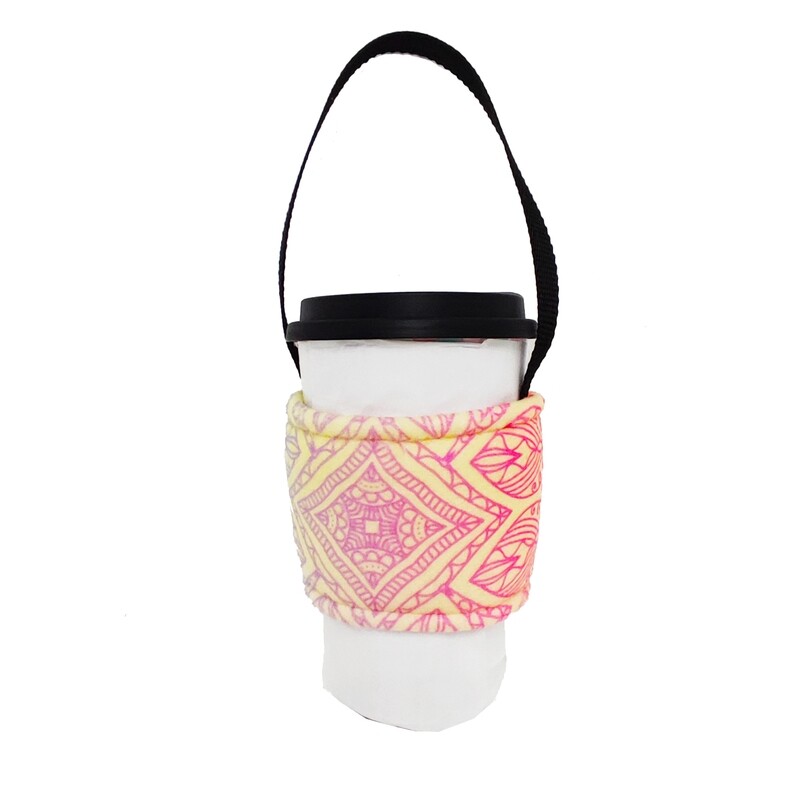 滿版 印花 泡棉 防滑 手提 隔熱杯套 (熱飲 咖啡紙杯)