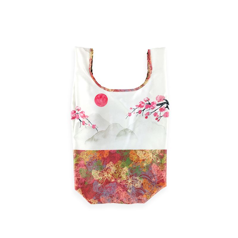 水墨 意境山水畫 口袋 折疊 收納 購物袋 背心袋 (滾邊款)