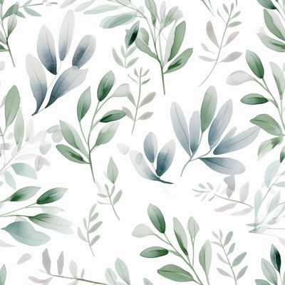 白色 綠葉 花草 布花