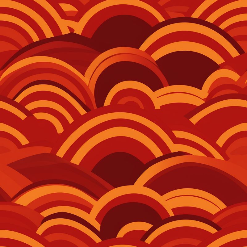 半圓 日式 紅色 布花