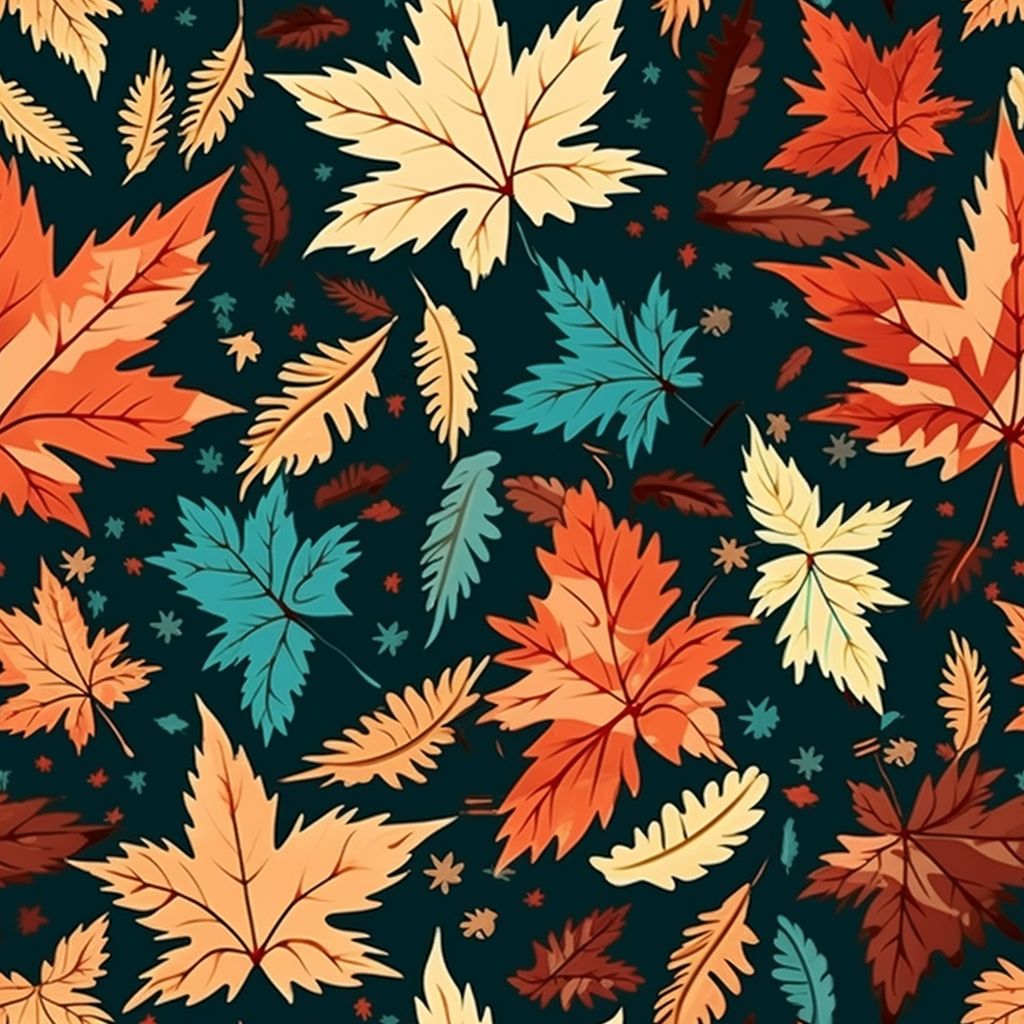 秋天 葉子 黑底 布花