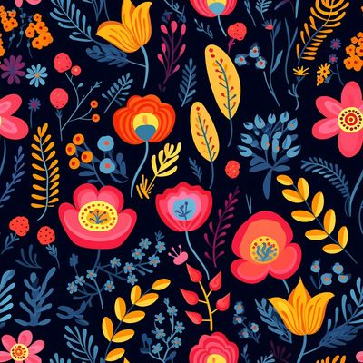 黑底 碎花 無縫花 布花