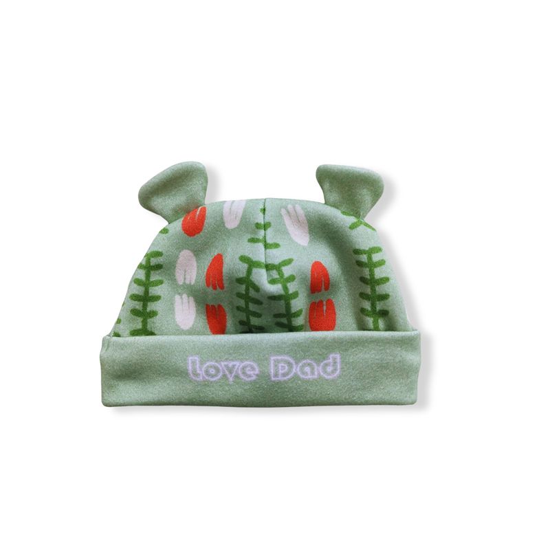 印花 寶寶  胎帽  熊耳 嬰幼兒帽子