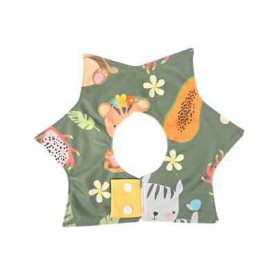 綠色 動物 印花 嬰兒 星型圍兜 雙面口水巾