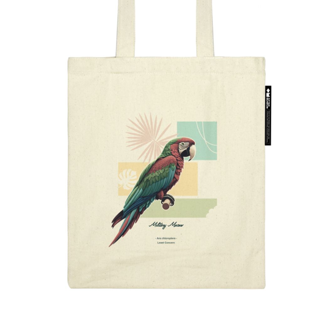 鸚鵡帆布袋 棉帆布 胚布色 口袋版 提袋