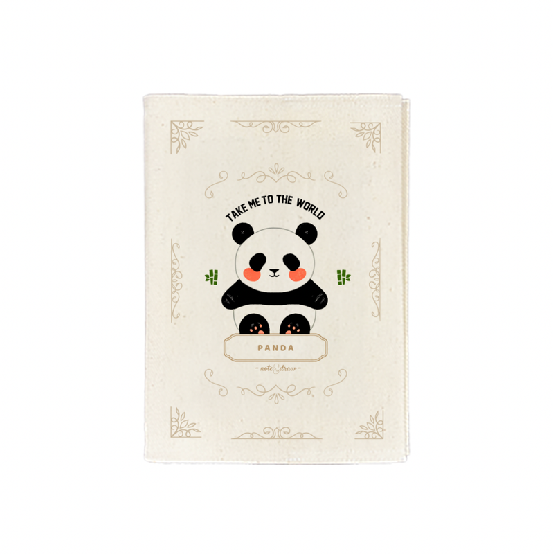 貓熊款 印花 布書衣 (附筆記本)