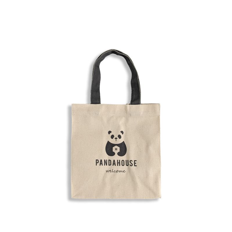 熊貓 棉帆布 簡約 單層 立體 有底 有側 提袋