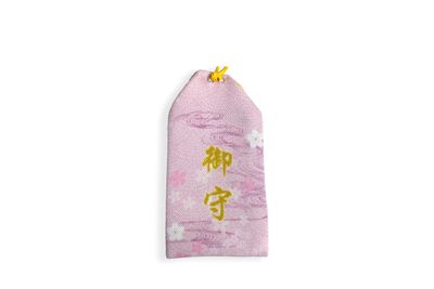 粉色 滿版 印花 日式御守 祈福綬帶結 お守り 吊飾