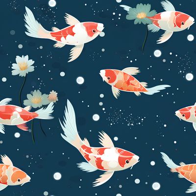 錦鯉花海 印花布 布花