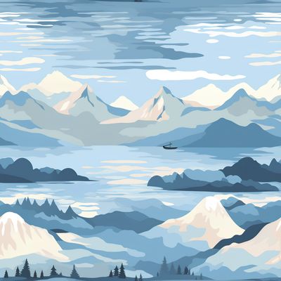 雲海山川 印花布 布花