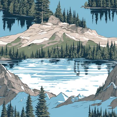 湖光山色 印花布 布花