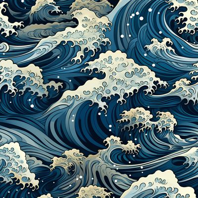 怒濤壯麗 印花布 布花